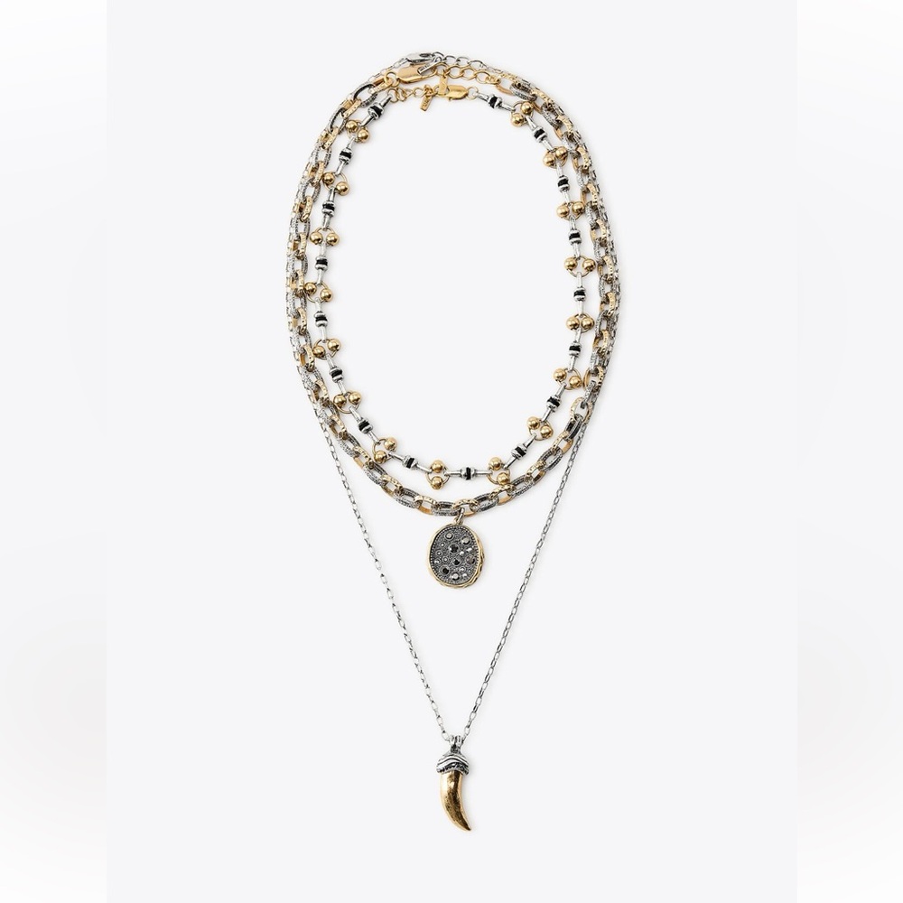 Zara pack of 3 horn glitter necklace new in box